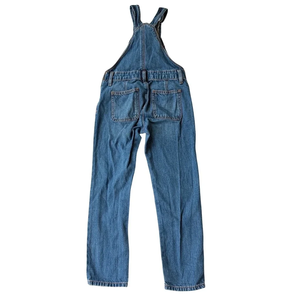 Old Navy Girls Distressed Denim Overalls Medium Wash Ripped Knee Size M 8